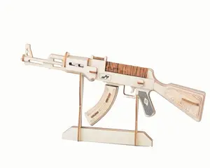 ليزر مخصص قطع AK47 الجمعية خشبية نموذج لغز للأطفال والكبار