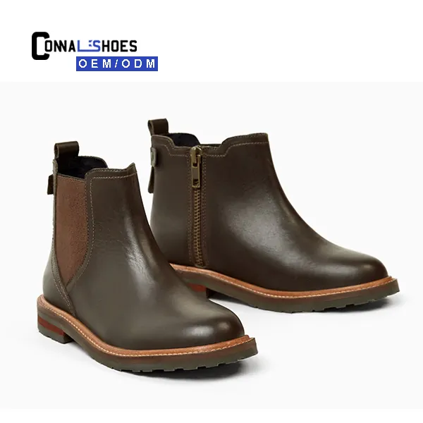 Connal-botas chelsea de cuero genuino para niños, botines de lujo, alta calidad