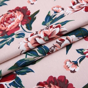 Custom 55% Linnen 45% Viscose Digital Print Jacquard Roze <span class=keywords><strong>Vintage</strong></span> Bloemen Stof Voor Thuis Textiel
