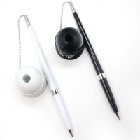 Ensemble de bureau, stylo de réception en aluminium, sur chaîne, avec support, noir ou blanc