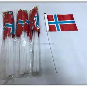 Günstige Lager 10*15cm 4*6 Zoll Norwegen Norwegische Hand Stick Flagge mit Stange