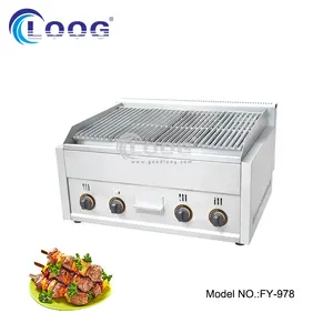 High quality commercial electrical stainless steel smokeless Gas Lava Rock BBQ grill