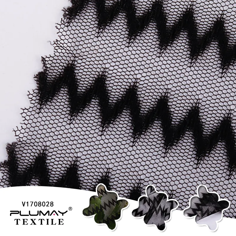 Çin ürünleri % 100% Polyester siyah örme yumuşak örgü dalga kumaş elbise için