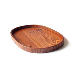 Wholesale Classical Oval <strong>Japanese</strong> Style <strong>Hollowed</strong> Cherry Blossoms 39cm Wood Serving Tray - Product Image 2
