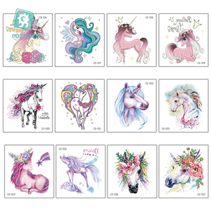 Commercio all'ingrosso Del Fumetto Personalizzato Piccola Bella Falso Tatuaggi Temporanei Sticker Per I Bambini dei Capretti <span class=keywords><strong>Unicorno</strong></span> Adesivo Faccia - Product Image 3