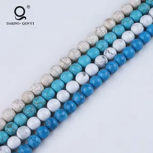 Bán Buôn Trắng Lỏng Howlite Turquoises Đá Hạt Cho Trang Sức Vòng Đeo Tay