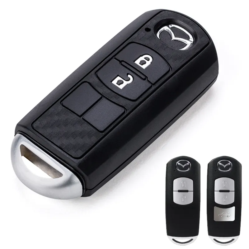 Carbon Fiber Pattern Silicone Fob Key Case Remote Flip Key Cover Fit For Mazdas