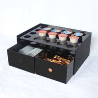 Comptoir à boissons en Perspex, distributeur de sucre en lucite, organisateur de condiments en acrylique noir pour café