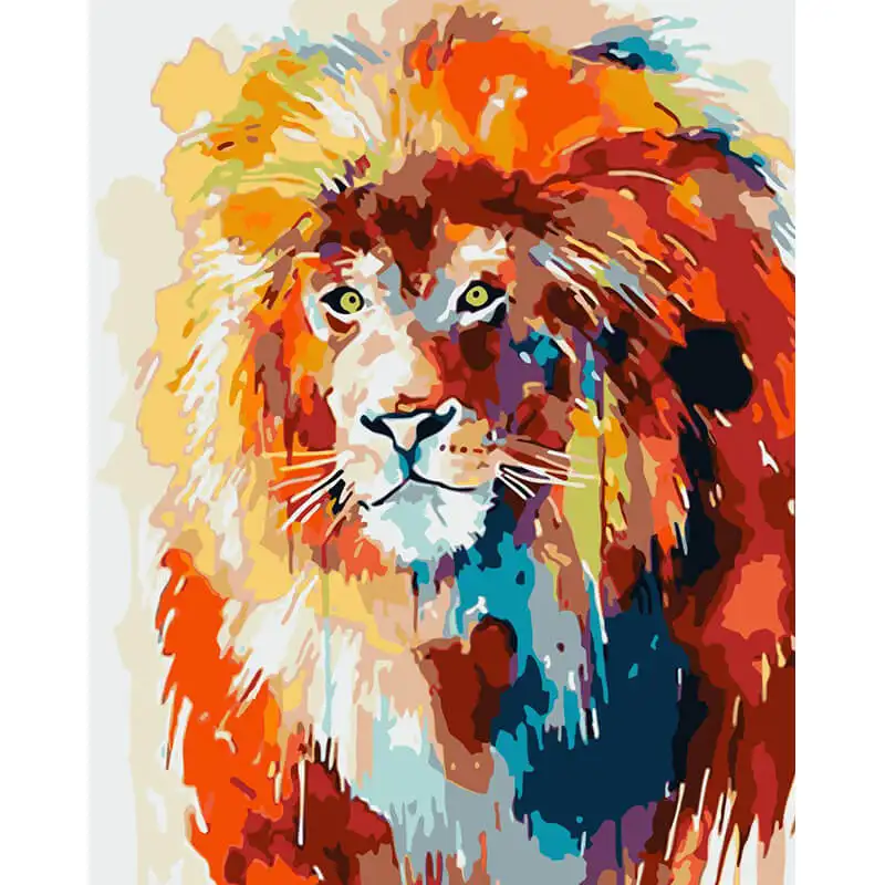 New design by numbers lion framed painting canvas for bedroom