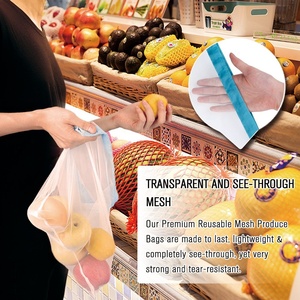 12 Cái <span class=keywords><strong>Eco</strong></span> Thân Thiện Với Rau Túi Tái Sử Dụng Polyester Lưới Dây Rút Trái Cây Mua Sắm Túi Cho Rau - Product Image 3