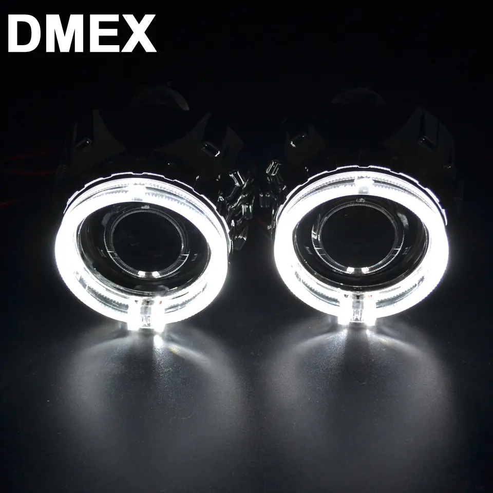 DMEX Cincin Mata Malaikat LED Antiair, Lampu Lensa Proyektor Bi-xenon HID Warna-warni 80MM 95MM