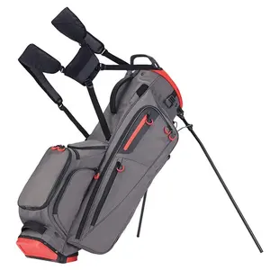 Custom Made Flextech 5-way Organizational Grey Red Embroidery LOGO Durable Nylon Golf Stand Bag