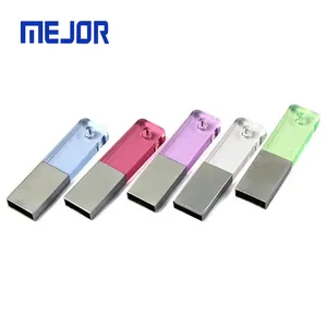 Reklam mavi akrilik 8G flash disk 3D LED ışıklı kalem sürücü 32g mat metal 16g kristal USB sopa