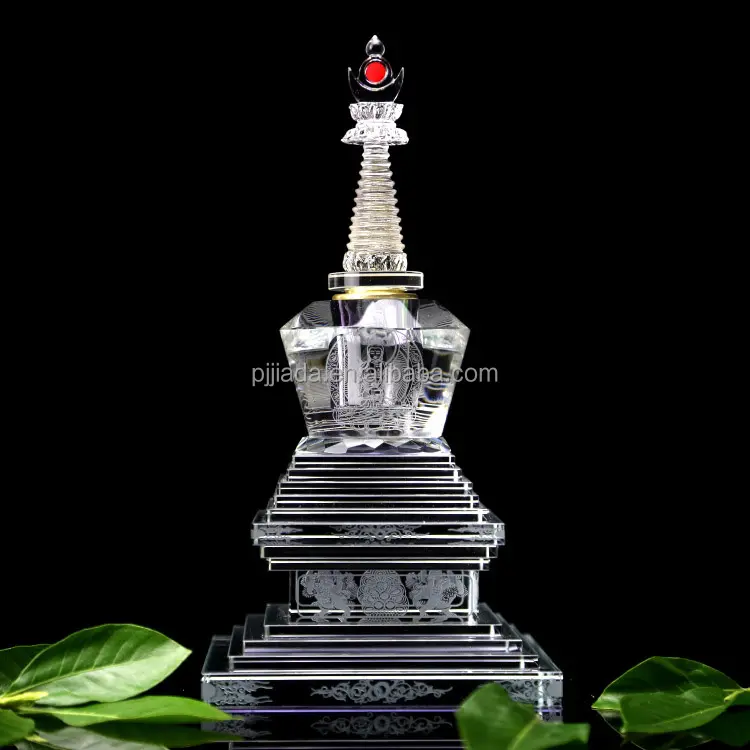 Venda de fábrica material do templo budista fengshui vidro de cristal de stupa torre de cristal religioso