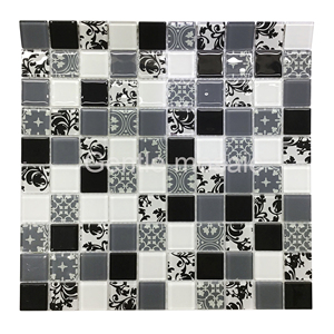 Mattonelle della parete interna di piastrelle backsplash 4 millimetri piazza misto modello di stampa a colori di cristallo mattonelle di mosaico di vetro - Product Image 1