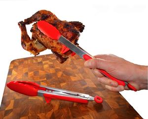 Premium isıya dayanıklı mutfak eşyaları paslanmaz çelik silikon gıda maşa, barbekü Tong,9 "& 12" silikon mutfak maşası - Product Image 5