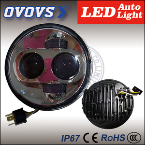 Ovovs land rover defender rond 5.75 polegada jeep moto pièces de rechange led halo phares avec angle yeux - Product Image 3