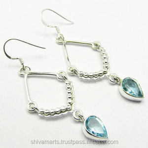 Eminent Genuine Blue Topaz <b>Heart</b> Shape Gemstone <b>Earring</b> Handmade Solid 925 Sterling Silver Jewelry - Product Image 2