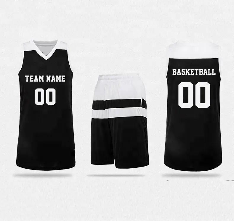 Basketball Uniforms 2020 Latest Design Custom Basketball Jersey Reversible Black Basketball Uniform Set