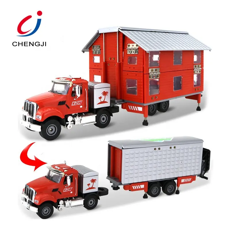 Chengji Custom Miniatuur Metalen Vervorming Glijbaan Diecast Truck Model 1:50 Container Truck Diecast Kids Speelgoedcontainer Truck