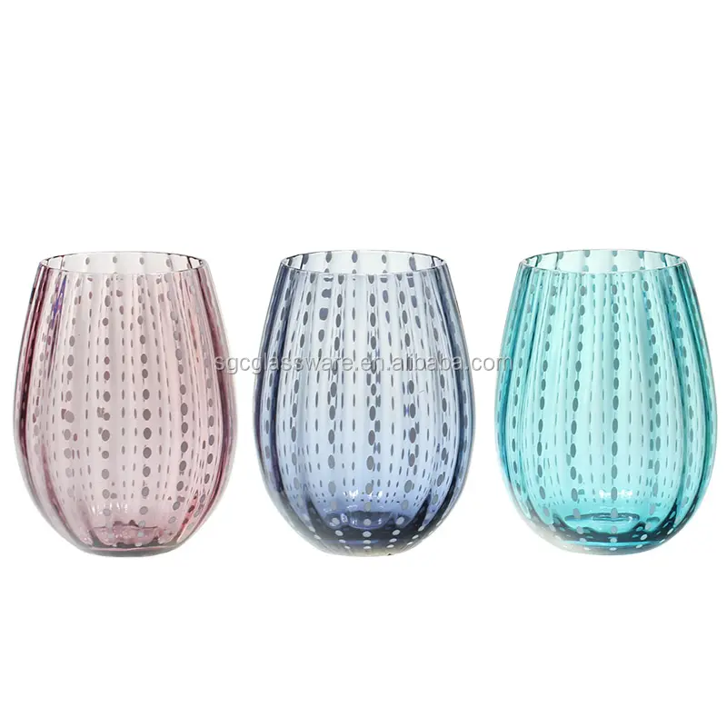 SXGC Fatti A Mano puntini colorati cristalleria tazza senza manico vino uovo di vetro tazza in vetro decorato