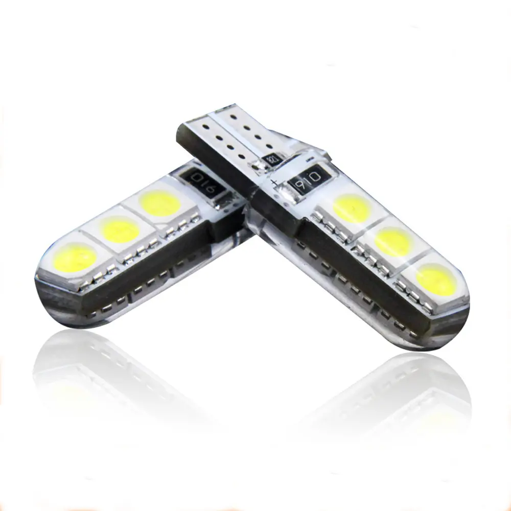 2016 באיכות גבוהה סיטונאי 6Smd 5050 T10 LED 3W 12V led canbus W5W 194 168 סיליקה ג 'ל T10 LED