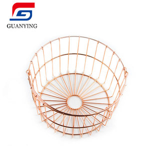Cesta de alambre <span class=keywords><strong>con</strong></span> asas, cesta de almacenamiento de hierro oro rosa, soportes para verduras, cestas de almacenamiento de despensa tejidas para la colada - Product Image 2
