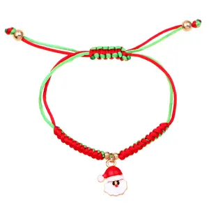 Wholesale Handmade Macrame Rope Adjustable Braided Christmas Bracelets With Santa Claus