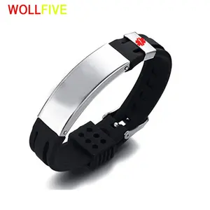 Medical alert ID private message silicone wristband medical bracelet for men women