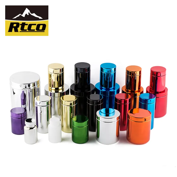 RTCO פלסטיק בקבוק צנצנת עבור תזונה אבקה, גלולת חבילה, זהב כרום צבע