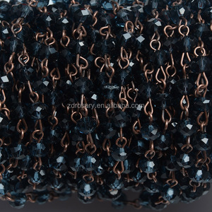 Vendita calda antico filo di rame avvolto perline catene sfaccettate in vetro blu 4*6mm <span class=keywords><strong>catena</strong></span> del <span class=keywords><strong>rosario</strong></span> con perline - Product Image 2