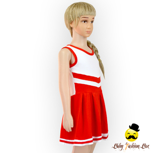Vestido Deportivo de Verano sin Mangas <span class=keywords><strong>Rojo</strong></span> y Blanco para Niña, de Algodón, para Animadoras - Product Image 3
