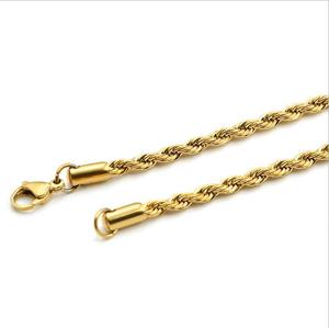 Venta 3mm oro indio collares para Hombres 18 K chapado en oro collar de cuerda <span class=keywords><strong>cadena</strong></span> de los hombres - Product Image 3