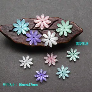 10/12MM Carved Natural Pink Mother Of Pearl Snow Shell Flower Half Hole Beads For Jewelry Making