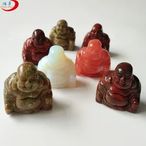 HZ Crystals Crystal Gemstone 2019 latest style Lucky Buddha Stone 2'' Wholesale green quartz Statue for Sale wholesale natural rock crystal buddha sculpture