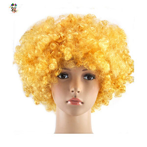 Fan dello sport Crazy Party <span class=keywords><strong>parrucche</strong></span> Afro ricci di colore giallo a buon mercato HPC-1130 - Product Image 1