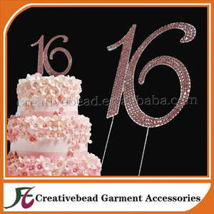 4.7 ''Rhinestone Número 16 pink Quinceanera Cumpleaños Torta de La Taza torta - Product Image 2