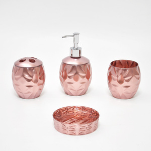 Amarillo patrón de diamante brillante accesorio de baño conjunto - Product Image 6