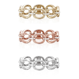 Gemnel New Arrival Partial Diamond Chain Link Silver <strong>Circle</strong> <strong>Ring</strong> for Women - Product Image 4