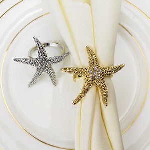 Anelli <span class=keywords><strong>Portatovaglioli</strong></span> a Forma di Stella Marina per Decorazioni Tavola per Feste e Matrimoni con Strass in <span class=keywords><strong>Acciaio</strong></span> Inossidabile Eco-Friendly Design Disponibile - Product Image 2