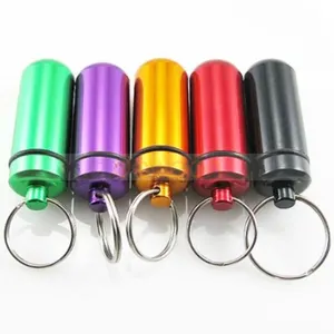 Mini Keychain Pill Bottle Aluminum Metal Pill Storage BoxとKey Ring