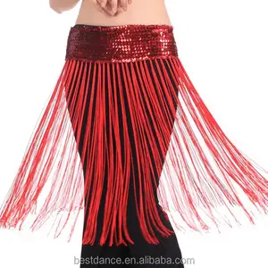 BestDance arabic belly dance sequin belt chain women dancing long tassel hip scarf