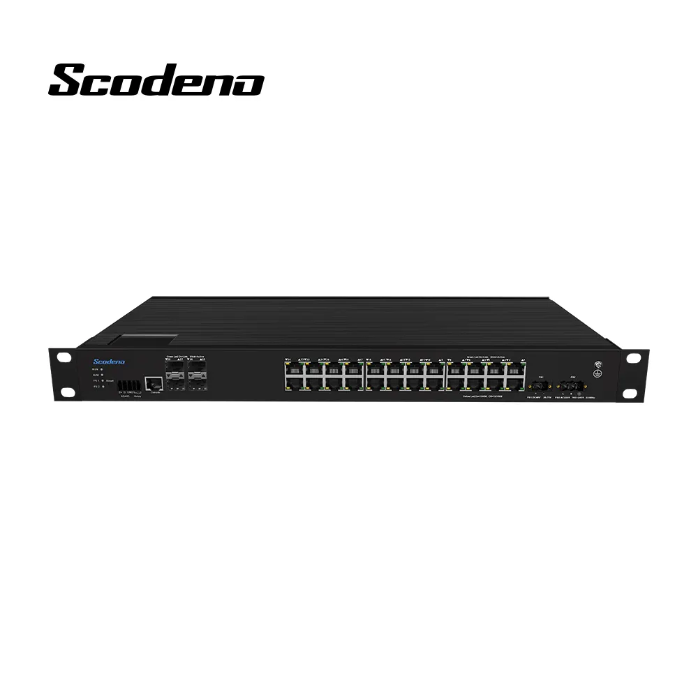 Scodeno Industrial Managed 10/100/1000M 4 Fiber + 24 Port PoE Ethernet Switches