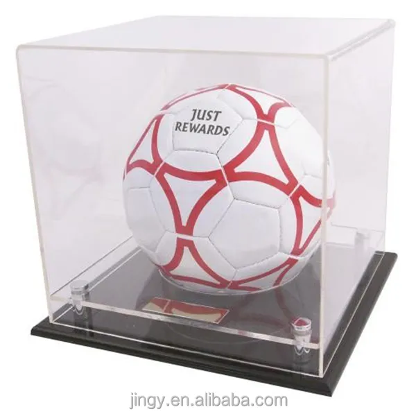 Usine personnalisée claire affichage de cube en acrylique plexiglas ballon de football boîte de présentation de boîte d'affichage en acrylique avec base