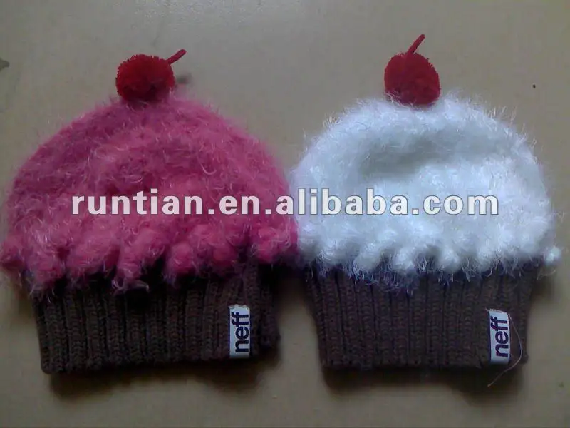 2012 New Fancy Knitting Fluffy Cupcake Hat