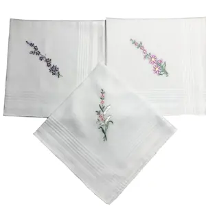 Lady's flower embroidered hand embroidery handkerchief dozens handkerchief for bride set handkerchief embroidery