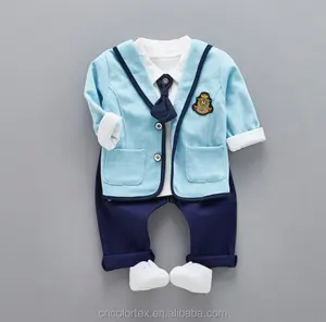 Hot style spring long-sleeve fashion three-piece children's wear in 0-3 age children wear manufacture