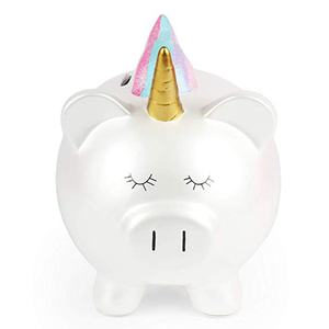 Hucha de Cerámica Unicornio Bebé Jalo JE0776 - Dorado y Rosa, Colores y Logotipo Personalizables - Product Image 2