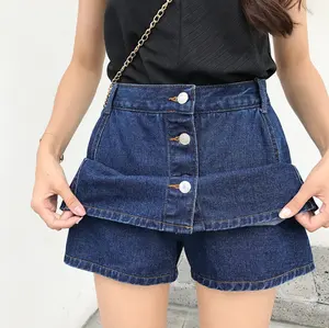 Factory Wholesale best selling fashion Ultrashort jeans skirt button single-breasted Tall waist fancy new style women skirts