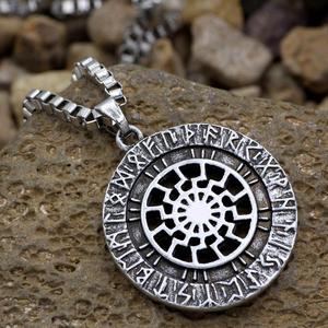 Men's Vintage Viking Pendant Necklace Sun Symbol Slavic Nordic Amulet Wholesale <strong>Pagan</strong> <strong>Jewelry</strong> in Zinc Alloy for Weddings Parties - Product Image 2